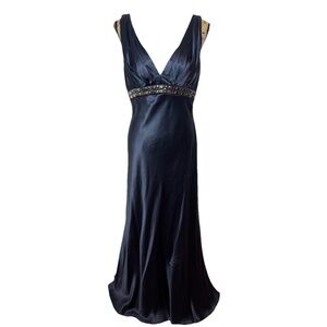 Carmen Marc Valvo Evening Dress Ball Gown Satin Blue Women’s 10